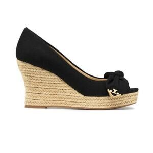 TORY BURCH Dory  Wedge Espadrilles with Gold Accent Size 8